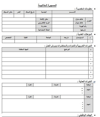 تحميل نموذج سيرة ذاتية عربي انجليزي جاهز 1442 موقع مثقف