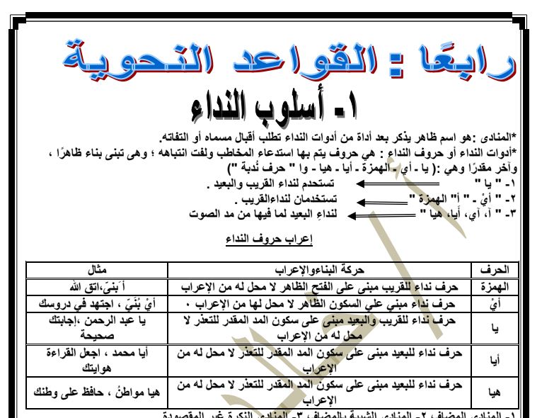 شرح درس أسلوب النداء
