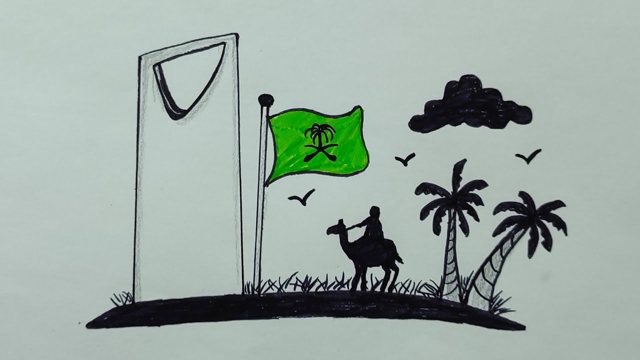 رسومات رسم علم السعودية