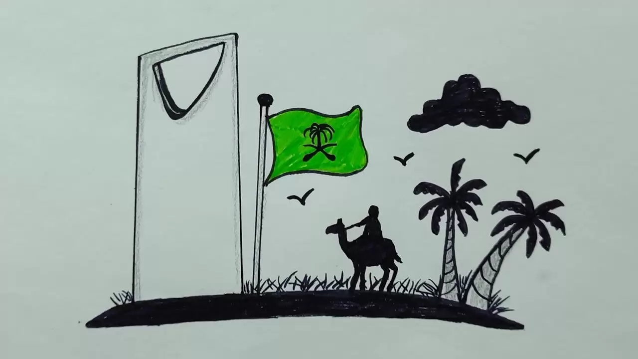 رسومات رسم علم السعودية